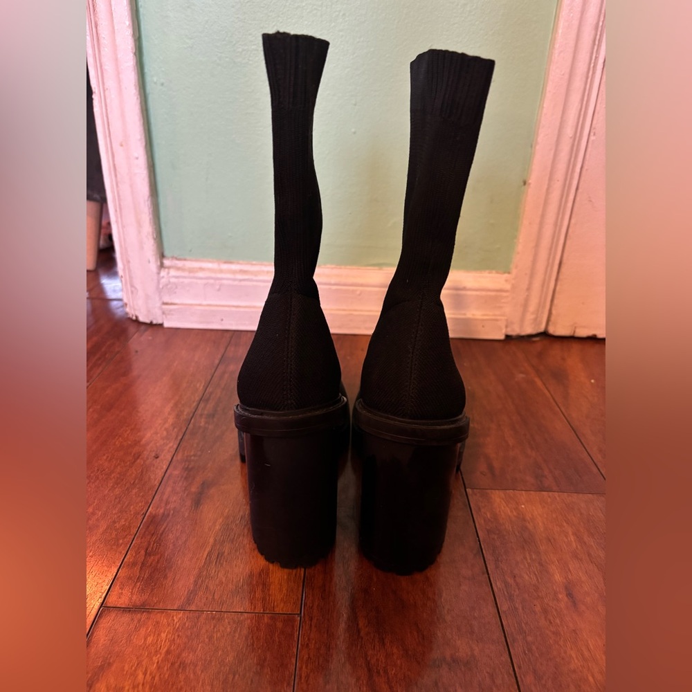 Black Women's Sock Boots - Picture 3 of 7